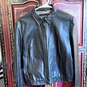 Black leather motorcycle style jacket. Banana republic size m